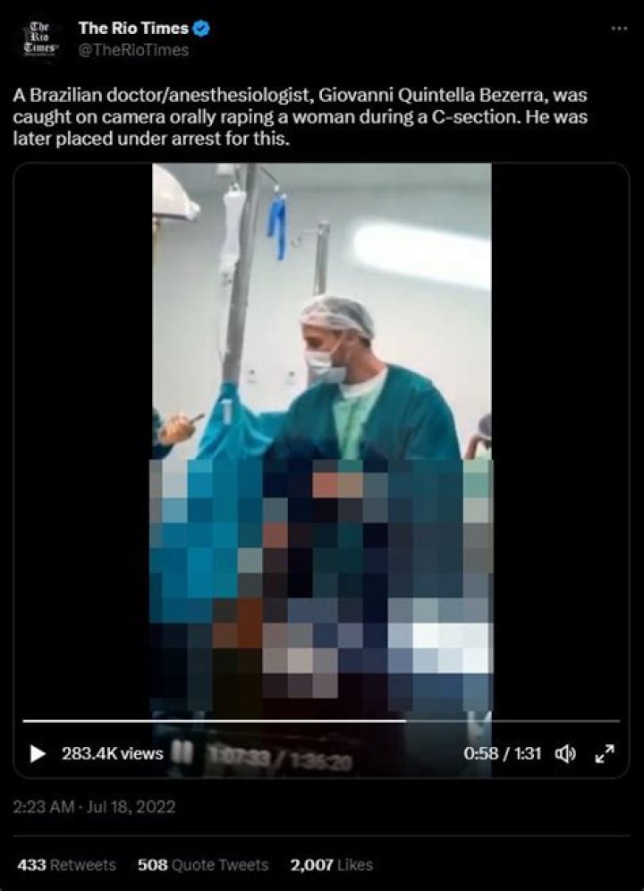 
During a C-section, Giovanni Quintella Bezerra abused a pregnant woman, Arrested 